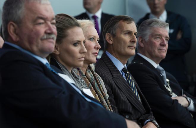 Trustee's L/R: Rod Carr, Georgie Thompson, Wendy Schmidt, Lord Lieutenant Nigel Atkinson and the Lord Mayor of Portsmouth Steven Wylie. © Lloyd Images